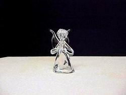 hand blown glass Angel figurine with solid glass wings and the loop for hanging