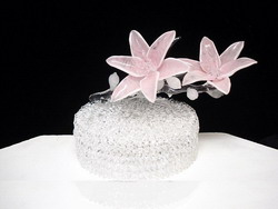 solid glass lilies wedding cake top width two Lily flowers