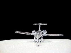 solid glass jet airplane with two engines