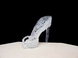 handblown glass slipper wedding cake top