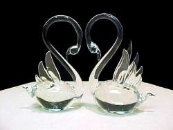hand blown glass swans wedding cake top solid glass swan figurine's